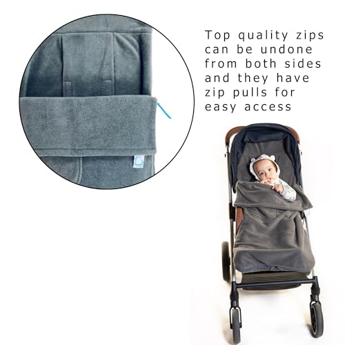 Image of Universal Snuggle Fleece Baby Stroller Footmuff Bunting Bag, 2-in-1 Seat Liner & Pushchair Footmuff to Keep Baby Warm & Dry, Just Charcoal