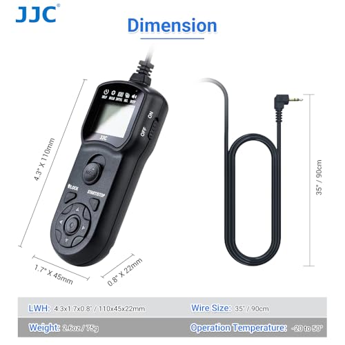 JJC Timer Fernbedienung mit Stativ Halter Klemme für Panasonic S5 S1 S1R S1H GX8 GX7 GH6 GH5 G9 G7 G6 G5 G3 G1 G10 FZ50 FZ30 FZ20 FZ300 FZ200 FZ150 FZ2000 FZ1000 FZ100 Ersetzt Panasonic DMW-RS1/RSL1