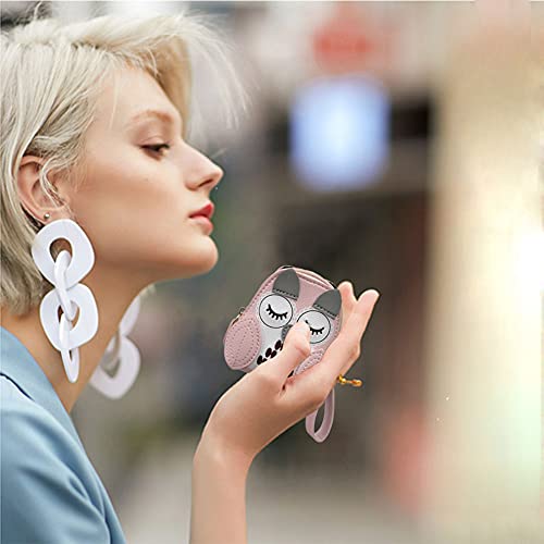 Owl Coin Purse Handcrafted Zippered Change Pouch Purse Wrist Clutch With Key Ring Come In Gift Box For Women Girls (Purple) #TOP2