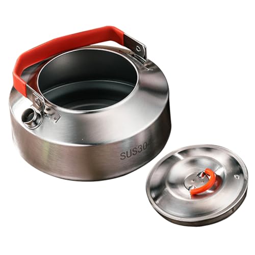 BESTYASH Hervidor de Inoxidable Camping y Picnic Olla de Tetera Portátil para Gas o Inducción para Bebidas