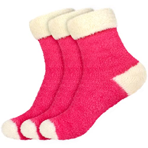 Image of BambooMN Women's Super Soft Fuzzy Socks, Polka Dot, Gradient, Snowflake, Featherlight Cuff - Assorted Colors