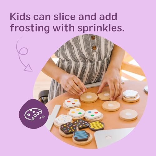 Melissa & Doug Slice and Bake Cookies Wooden Play Food Set with Toppings Pretend Cookies and Baking Sheet, Wooden Play Food Set, Toy Baking for Kids Ages 3+ image 7