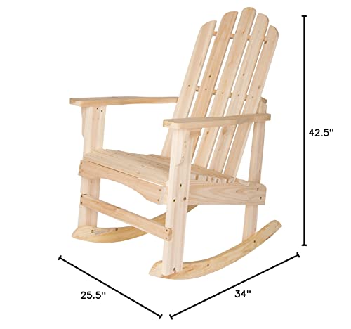 Shine Company 4698N Marina Wooden Outdoor Rocking Adirondack Chair, Natural #TOP7