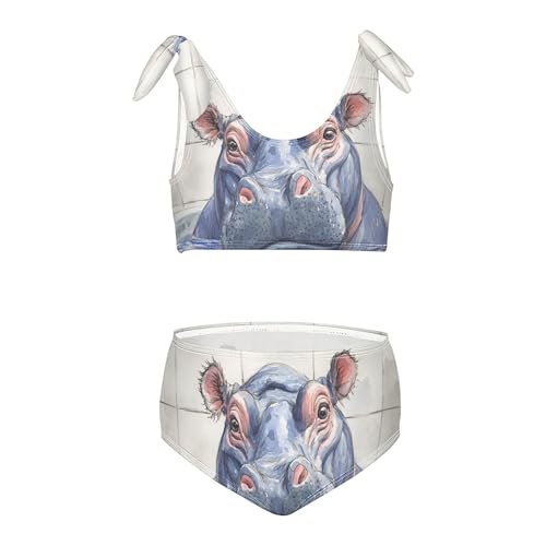 Hippo Animal in Tub Girls Bikini Sets 2 Piece Swimsuits Bathing Suit Swimwear