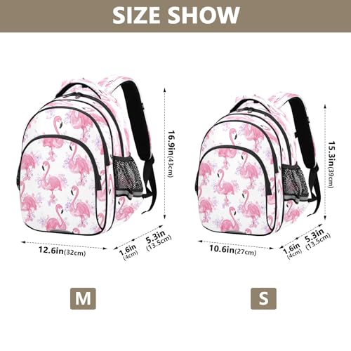 Beautiful Flamingo Pattern Backpack For Girls Kindergarten Elementary Bookbag Lightweight Childrens School Bag,Medium4