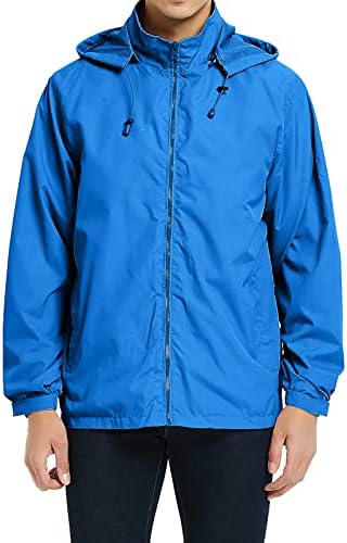 MYJAJAYI Mens Lightweight Windbreaker Waterproof Rain Jacket Hooded Windbreaker Jacket with Zipper Closure Blue S