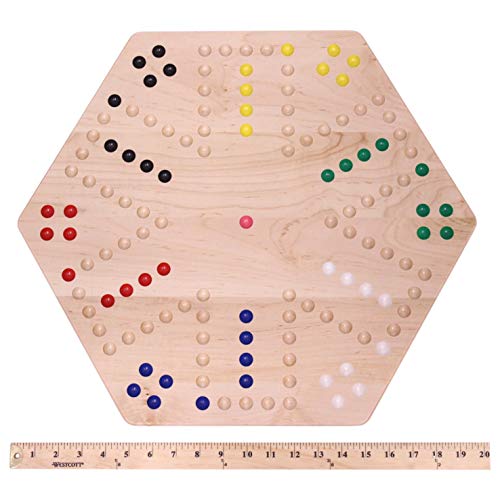Amishtoybox.com Wahoo Marble Game Board Set - 20" Wide - Solid Maple Wood - Double-Sided - With Large 18Mm Marbles And Dice Included #TOP6