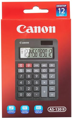 Canon AS-120 II Taschenrechner (Solar- und Batteriebetrieb, 12 Stellen) Schwarz (Packung mit 5)