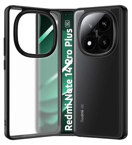 Image of Golden Sand for Poco X7 5G, Redmi Note 14 Pro Plus 5G, Redmi Note 14 Pro 5G - Rugged Frosted Semi Transparent PC Shock Proof Slim Back Case for Redmi Note 14 Pro Plus, Black