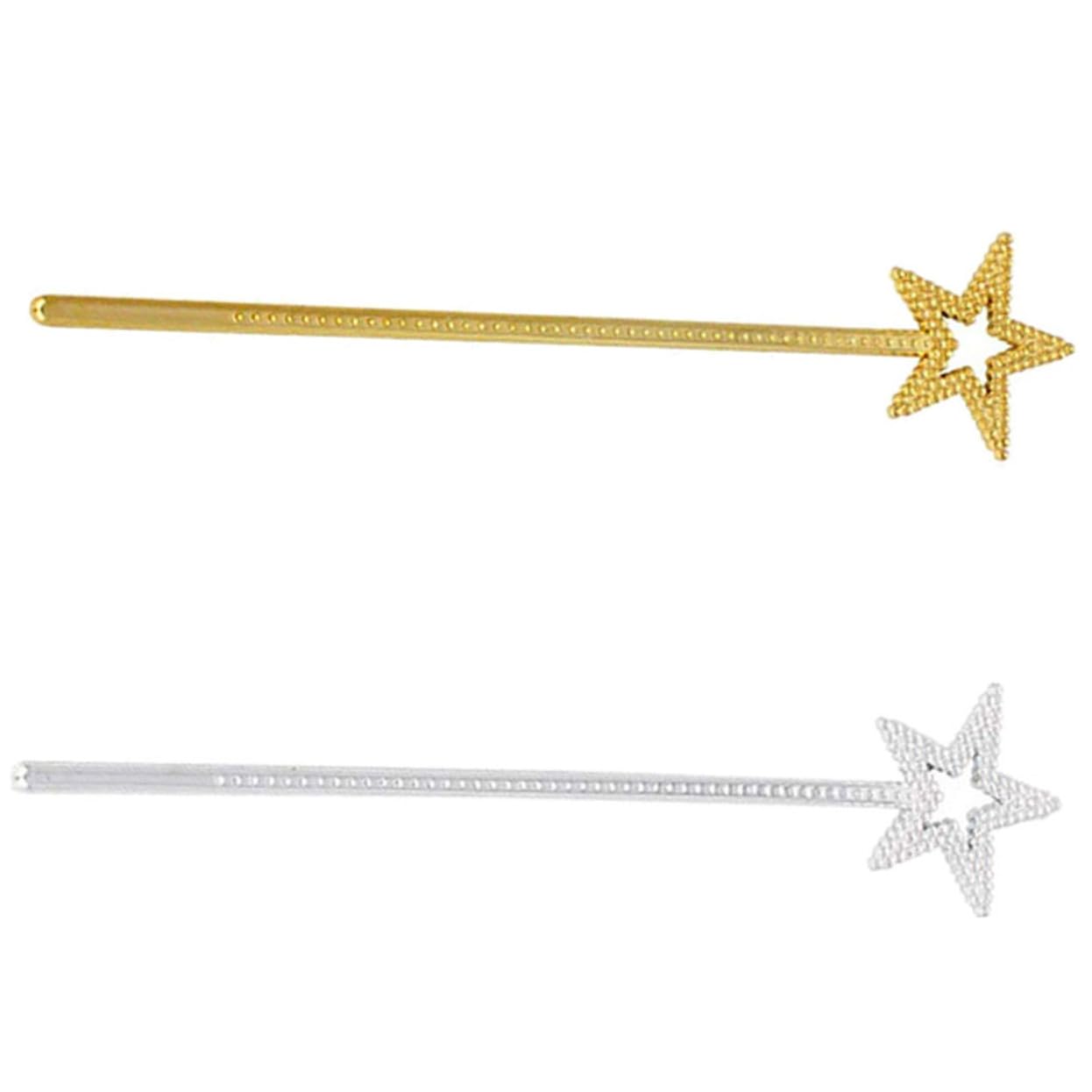 TOYANDONA 2pcs Fairy Wands Star-shaped Lightweight Sticks for Stage Performance Cosplay Party Supplies in Gold and Silver
