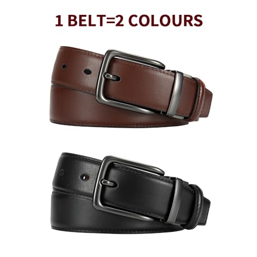 DOOPAI Reversible Leather Belt for Men 1.25" - Dual Sided Dress and Casual Belt, Trim to Fit, 2 Styles in One Belt3
