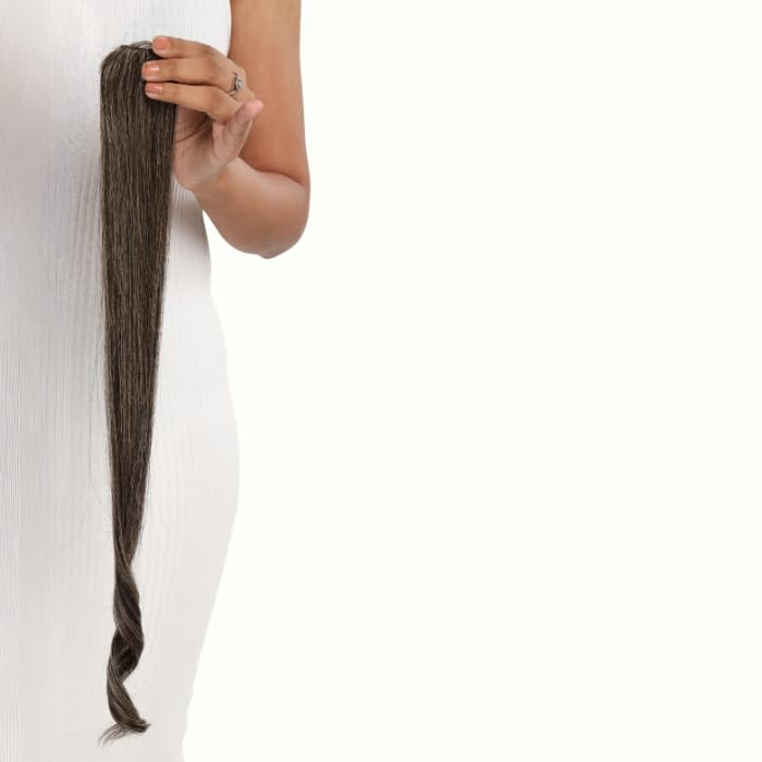Strands Invisible Hair Patch for Women - Wavy Natural Human Hair Clip-In Side Patches Extensions for Women & Girls | 100% Indian Human Hair | Mother's Day Gift - Salt & Pepper - 10 inch-image-9