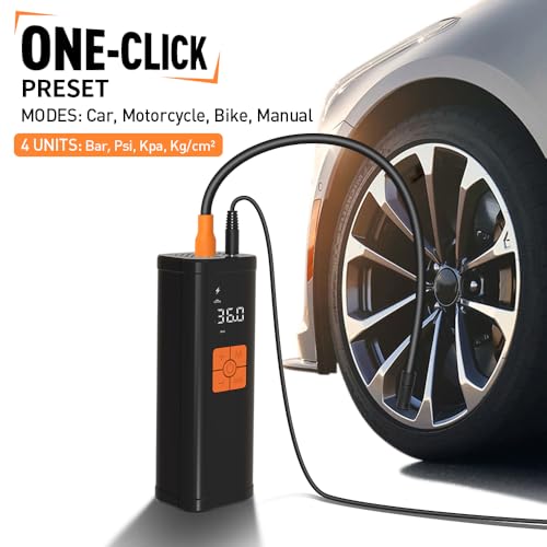 Image of Tire Inflator Portable Air Compressor -150PSI Fast Inflation with Digital Tire Pressure Gauge, Accurate Dual LCD Display & LED Light, for Car /Motorcycle /E-Bike /Ball-One Click Smart Air Pump