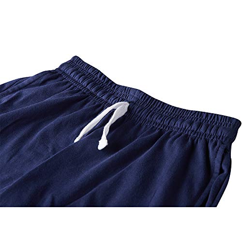 Spring&Gege Kids Soft Cotton Knit Jersey Shorts Solid Elastic Pull-On Play Shorts With Pockets, 2 Pack Navy Blue, Small #TOP3