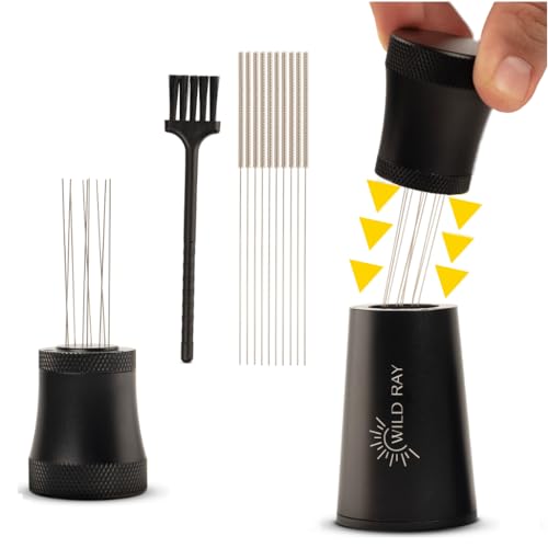 WDT Tool Espresso Distributor - WDT Espresso Set - 0.35mm 9 Needle Espresso Distribution Tool w/ 10 Espresso Needle Distributor - Aluminum Alloy Coffee Distribution Tool - Espresso Accessories Kit