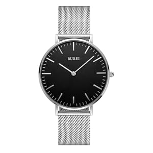 BUREI Ultra Dünne Minimalistische Damen Armbanduhr