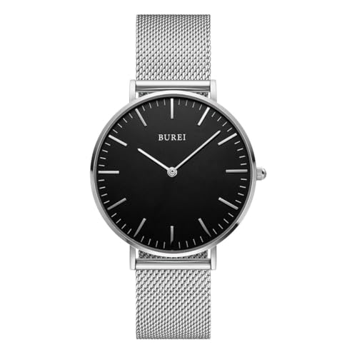 BUREI Ultra Dünne Minimalistische Damen Armbanduhr