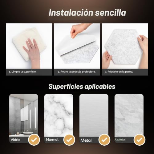 Miniatura 7 de Espuma Acústica Pack 36 Paneles, Paneles Acústicos Hexagonales Con Respaldo Adhesivo, Insonorizacion Acustica Pared Y Decoración Para Estudio, Gaming, Podcasting, Grabación, 30 26 0.9cm, Gris