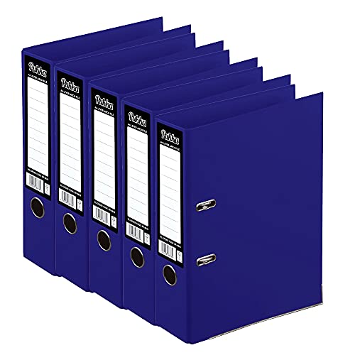 5 x Pukka A4 Glossy 2-Ring Lever Arch File School Work Office 75mm Spine File Organiser (Navy)