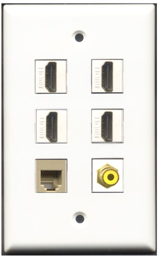 RiteAV – 4 Port HDMI 1 RCA gelb 1 Telefon RJ11 RJ12 beige Wall Plate