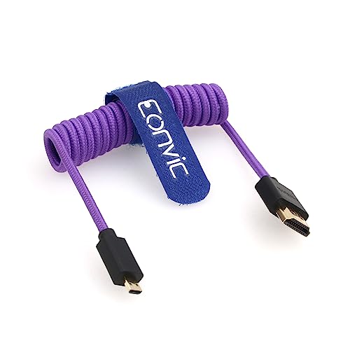 Câble micro HDMI vers HDMI 2.1 8K violet spiralé extensible fin pour caméras - 3