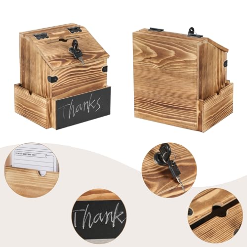 Buzón de madera Optyuwah con compartimento para periódicos y cerradura de seguridad 8
