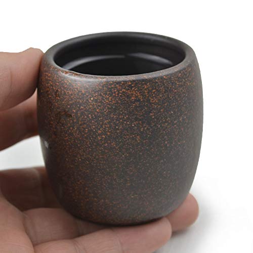 Yxhupot Teacup 2Pcs Chinese Yixing Clay Genuine Black Sand Heijingan Zisha Gongfutea Cups (Round Drum) #TOP2