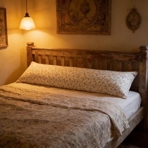 Housse de coussin de corps vintage imprimé fleuri rétro cottagecore 18x150 - 4