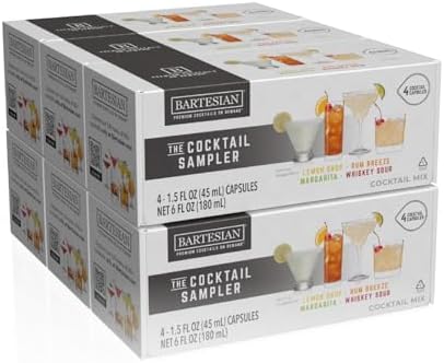 Bartesian Sampler 24-Pack for Cocktail Machine – Home Bar Mixology Cocktails Mix Pod Capsule Set To Use With the Cocktail Drink Maker Machine