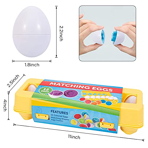 image for ThinkMax Matching Eggs Toys for Toddlers 1 2 3 Year olds,12 Pack Easte