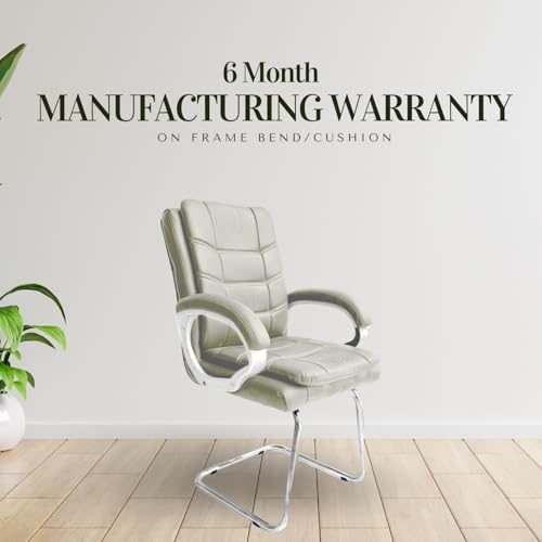 Image of activa Executive Office Visitor Chair | Ergonomic Relax Chair for Study, Home, Reception| Comfortable Cushioned Seat Back, Double Pipe Frame with Arm Rest Guest Seating (2, Beige, Star)