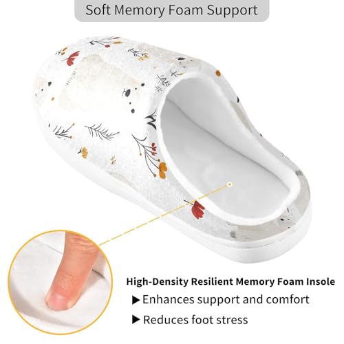 JUNZAN Cute Polar Bear White Womens Cotton Slippers Non Slip Memory Foam Indoor Shoes for Bedroom Christmas Presents 6-72