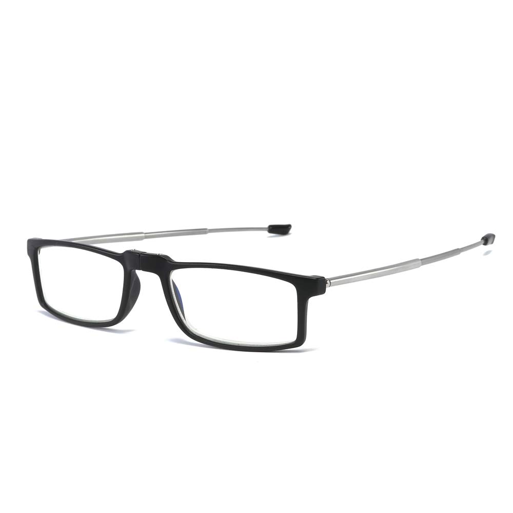 KoKoBin Pieghevole Anti Luce Blu Occhiali da Lettura Per uomo e donna con fionda specchio telescopico gambe con una scatola portatile Per viaggiare (nero, 1.0)