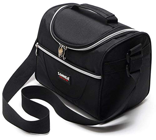 Scatole di pranzo per bambini Borse pranzo isolate per ragazze Bambini Alunno Borse frigo Con tracolla regolabile e tasca frontale Perfetta per le attività di lavoro all'aperto in ufficio(Nero)