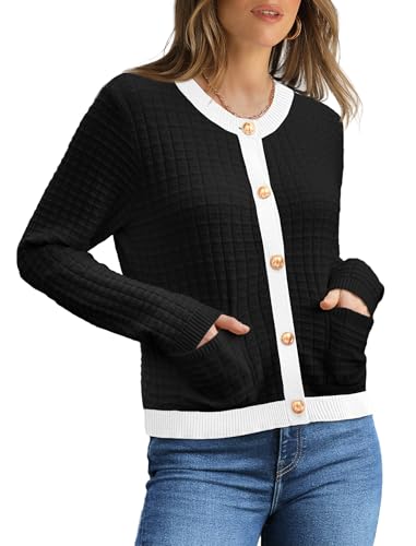 Image of OFEEFAN Womens Cardigan Sweaters Open Front Long Sleeve Button Down Knit Jackets with Pockets 2024 Fall Winter