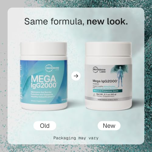 Image of Microbiome Labs Mega IgG2000 Gut Health Powder for Women, Men & Kids 2+ - IgG Immunoglobulin Supplement for Digestive Health Support - Dairy-Free Bovine Colostrum Supplement Alternative (2.1 Ounces)