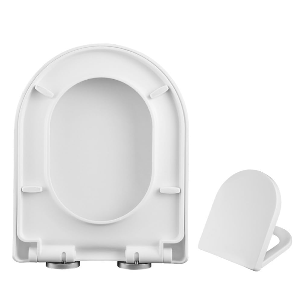 U-Shaped/V-Shaped Toilet Seat White Oval Loo Toilet Seat,Soft Close Quiet No Slamming,Standard Size Universal Toilet Lid,Simple Top Fixing (Small U-Shaped)