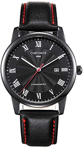 Herrenuhr Kalender Edelstahl rundes Zifferblatt täglich wasserdicht Mineralglas Spiegel Business Watch