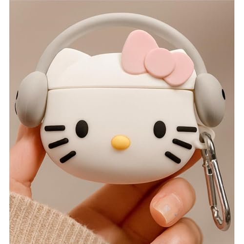 Image of Emoh Roced Case for AirPodS 4 (2024) with Keychain (ANC), Cute Cartoon Shockproof Protective Cover Compatible with Apple AirPods 4th Generation 2024 for Women and Boys (Cool Kitty)