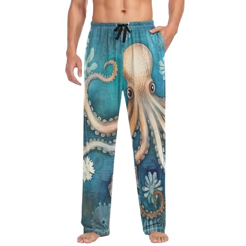 Men's Octopus Vintage Pajama Pants with Pocket S 202a1782