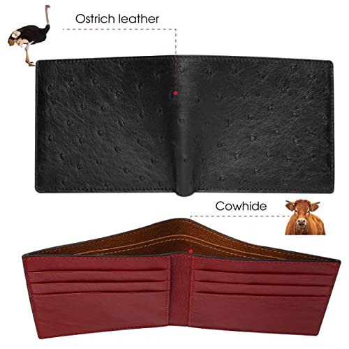 Image of HATA Men Leather Bifold Wallet RFID Blocking Front Pocket Exotic Billfold Handmade Gift For Birthday Wedding Anniversary Father's Day