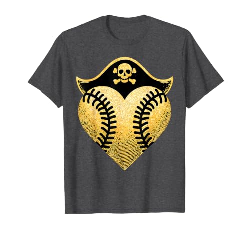 Baseball Pirate Baseball Player T-Shirt, Men, Dark Heather Grey, 4X-Large