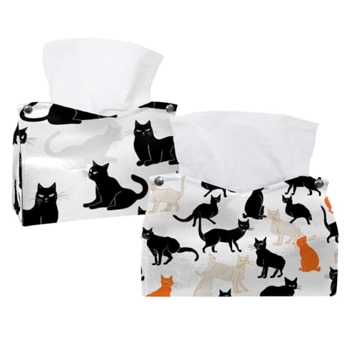 Housse de boîte à mouchoirs chat étui rectangulaire blanc x2 - 2