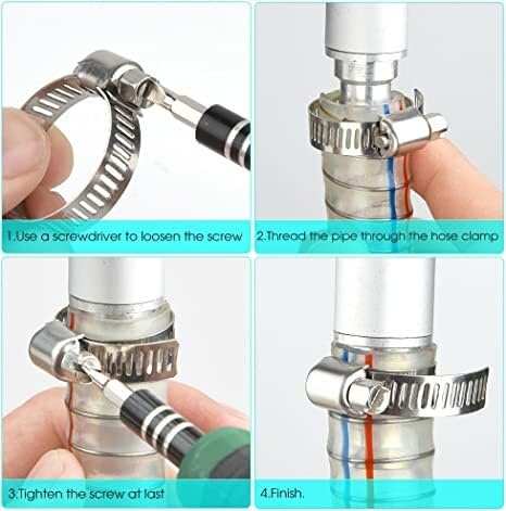 ESEKSAFAR 20pcs Easy Adjustable S S Hose Clamp 1"inch Size adjust (16-25)mm 1