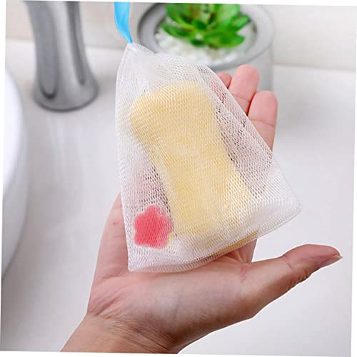 Beatifufu 2pcs Foaming Net Cleaning Soap Loofah Bag Soap Mesh Pouch Foam Soap Face Portable Soap Pouches Cleansing Foaming Soap Bags Dedicated Pe Mesh Bag White - Image 3