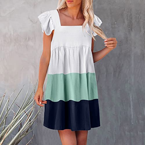 Mercatoo Vestidos femininos para igreja vestido de verão elegante gola com bolso Puffles vestidos pa