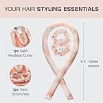 Kitsch Satin Heatless Hair Curler Set - Heatless Curls Overnight, Hair Rollers for Soft Curls & Frizz-Free Styling, No Heat Curlers To Sleep in, Curling Rod Headband with 2 Scrunchies - SunsetTieDye - Image 2