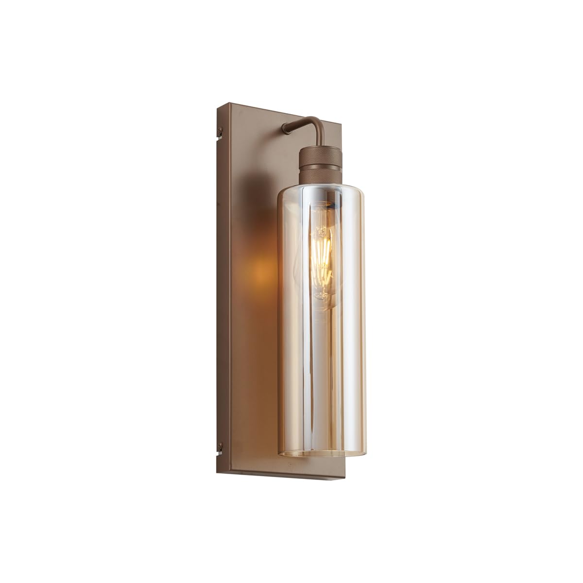 Qazqa Bronze Hotel Chic Wall Lamp With Glass, Wall Light - Stavelot - Dark Rectangle, Max. 15W, E27, 16Cm, Hall Way And Living Room