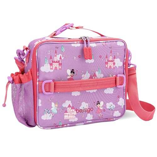 Bentgo Kids Prints Lunch Bag - Double Insulated, Durable, Water-Resistant Fabric with Interior and Exterior Zippered Pockets and External Bottle Holder- Ideal for Children of All Ages (Fairies)