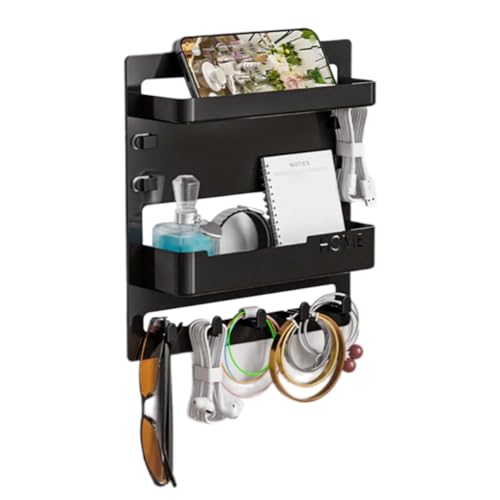 Estante Flotante de cabecera: de Pared en la Rejilla, Estante de Pared Plegable | Estantes flotantes de Montaje de estética para Accesorios de la Noche de la Sala de Estar, con Ganchos y cl